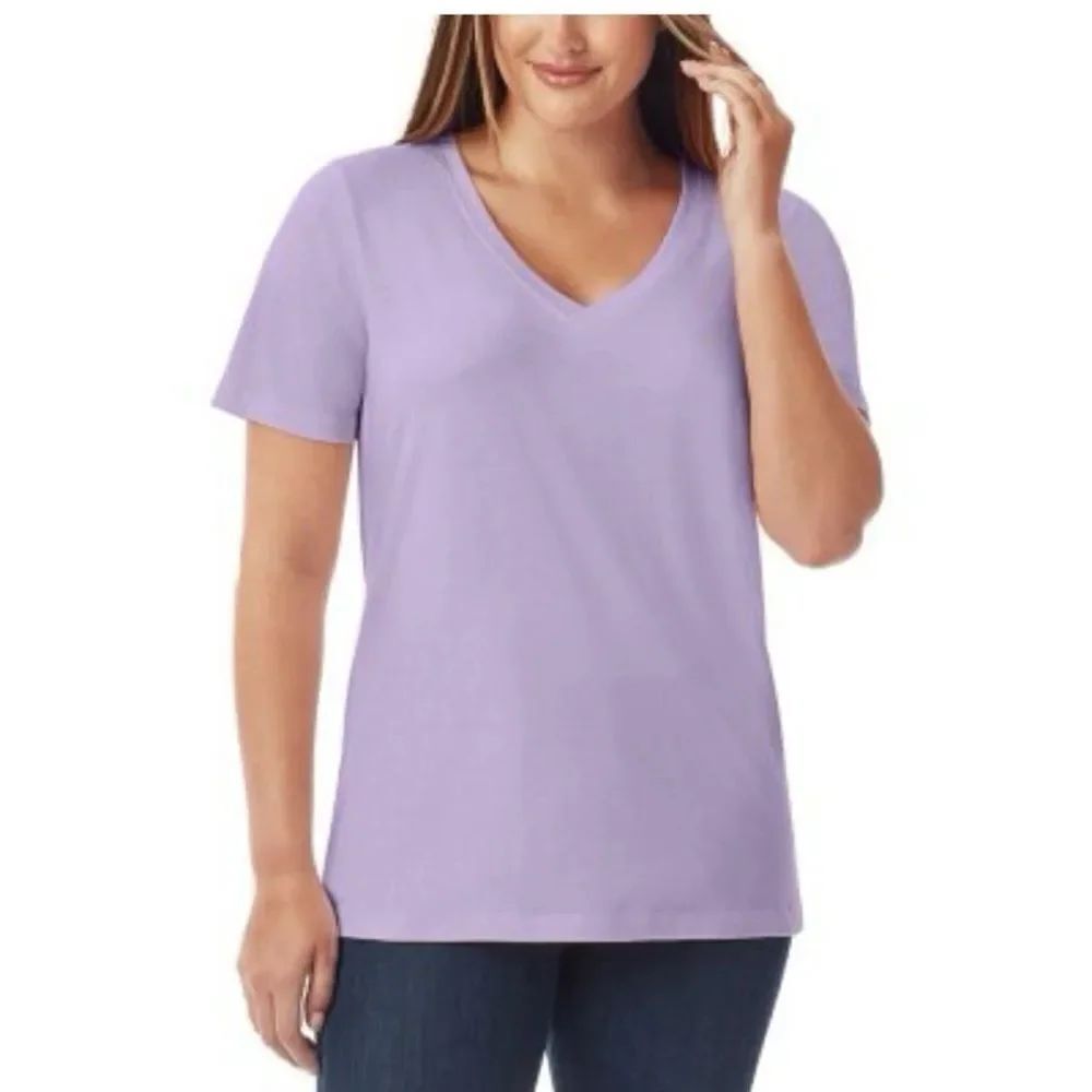 Member's Mark Women's Essential Short Sleebe Vneck Size S NWT Violet